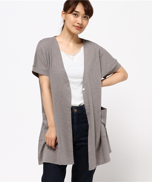 LBC(エルビーシー)の「om 21スラブ天竺Vネックカーディガン (カーディガン/ボレロ・レディース・ネイビー/オフホワイト/グレー・LARGE/MEDIUM)」の12枚目の写真