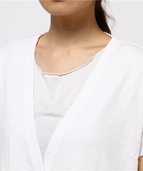 LBC(エルビーシー)の「om 21スラブ天竺Vネックカーディガン (カーディガン/ボレロ・レディース・ネイビー/オフホワイト/グレー・LARGE/MEDIUM)」の7枚目の写真