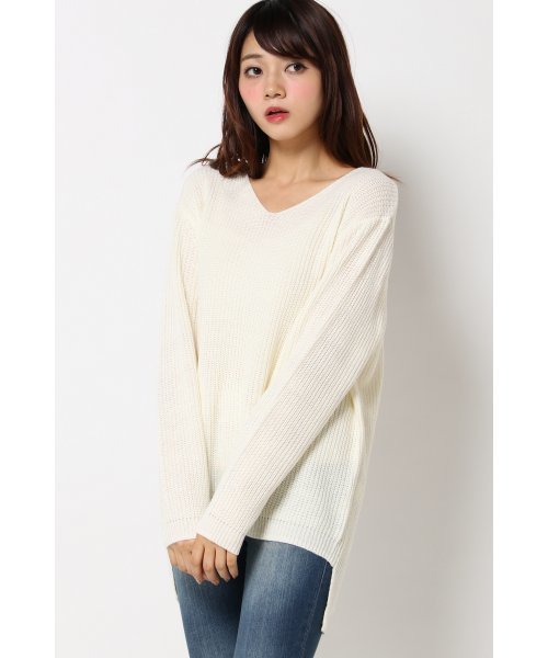 VENCEEXCHANGE(ヴァンスエクスチェンジ)の「アクリル畦Vネックニット (ニット/セーター・レディース・コーラル/オフホワイト/グレー/ダークグリーン/ブラック・MEDIUM)」の1枚目の写真