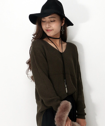 VENCEEXCHANGE | アクリル畦Vネックニット                 (ニット/セーター)