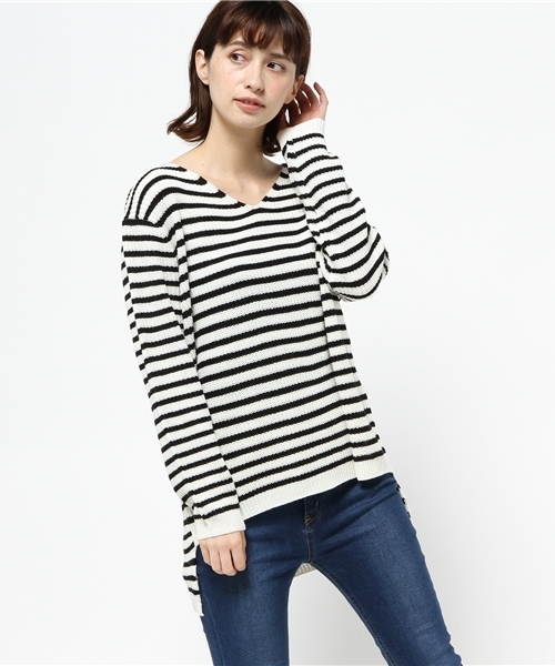 VENCEEXCHANGE(ヴァンスエクスチェンジ)の「アクリル畦Vネックニット (ニット/セーター・レディース・コーラル/オフホワイト/グレー/ダークグリーン/ブラック・MEDIUM)」の13枚目の写真