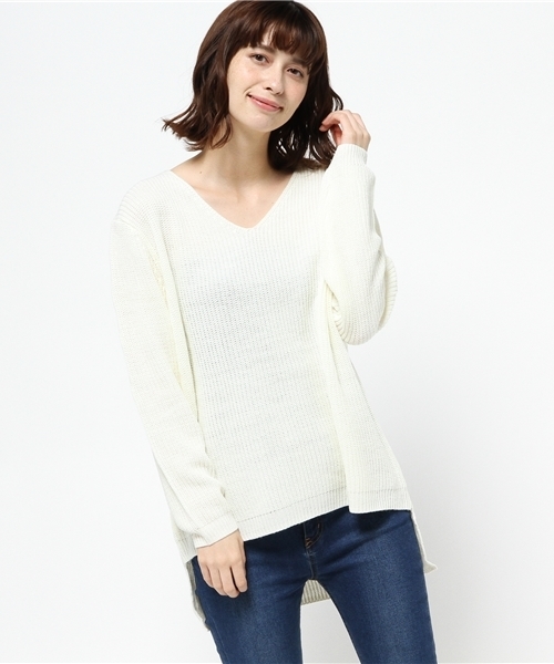 VENCEEXCHANGE(ヴァンスエクスチェンジ)の「アクリル畦Vネックニット (ニット/セーター・レディース・コーラル/オフホワイト/グレー/ダークグリーン/ブラック・MEDIUM)」の17枚目の写真