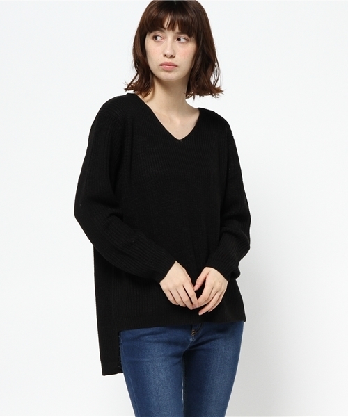 VENCEEXCHANGE(ヴァンスエクスチェンジ)の「アクリル畦Vネックニット (ニット/セーター・レディース・コーラル/オフホワイト/グレー/ダークグリーン/ブラック・MEDIUM)」の16枚目の写真