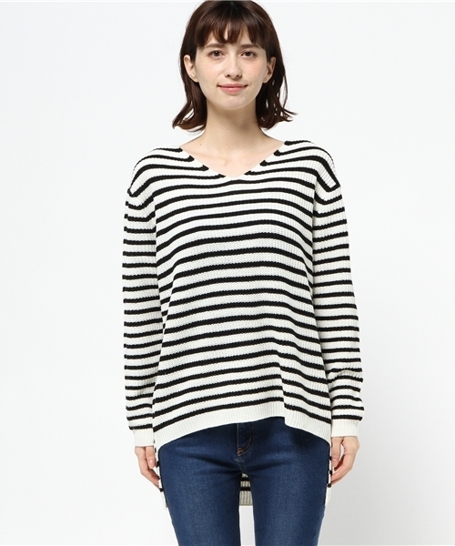 VENCEEXCHANGE(ヴァンスエクスチェンジ)の「アクリル畦Vネックニット (ニット/セーター・レディース・コーラル/オフホワイト/グレー/ダークグリーン/ブラック・MEDIUM)」の10枚目の写真