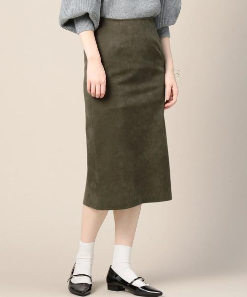 BEAUTY&YOUTH UNITED ARROWS（ビューティーアンドユースユナイテッドアローズ）の「BY フェイクスエード スリムタイトスカート◆（スカート・レディース・オレンジ系その他/オリーブ/ダークグリーン・MEDIUM/SMALL）」の3枚目の写真