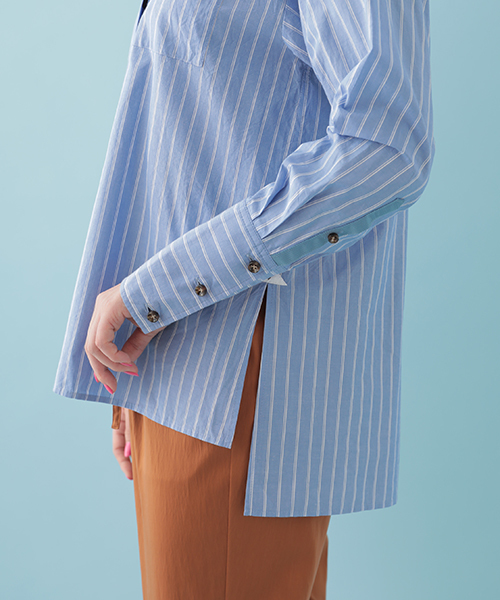 The Virgnia(ザ ヴァージニア)の「アルガンオイルロングカフスビッグシャツ(シャツ/ブラウス・レディース・オフホワイト/ブルー/ベージュ・FREE)」の10枚目の写真