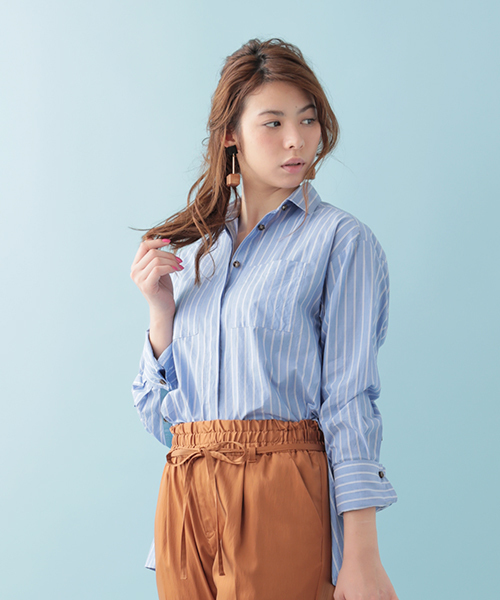 The Virgnia(ザ ヴァージニア)の「アルガンオイルロングカフスビッグシャツ(シャツ/ブラウス・レディース・オフホワイト/ブルー/ベージュ・FREE)」の17枚目の写真