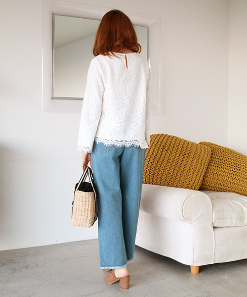 N.（N. Natural Beauty Basic）（エヌエヌナチュラルビューティーベーシック）の「カットオフタックバギーデニム（デニムパンツ・レディース・インディゴブルー/サックスブルー・SMALL/MEDIUM）」の5枚目の写真