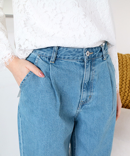 N.（N. Natural Beauty Basic）（エヌエヌナチュラルビューティーベーシック）の「カットオフタックバギーデニム（デニムパンツ・レディース・インディゴブルー/サックスブルー・SMALL/MEDIUM）」の6枚目の写真