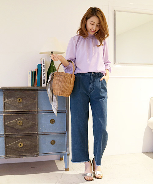 N.（N. Natural Beauty Basic）（エヌエヌナチュラルビューティーベーシック）の「カットオフタックバギーデニム（デニムパンツ・レディース・インディゴブルー/サックスブルー・SMALL/MEDIUM）」の11枚目の写真