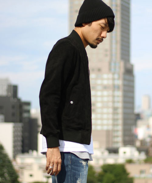 ESSENTIALS ブラック MA-1ジャケット ESSENTIAL GARMENT MEN'S BIGI（エッセンシャルガーメント
