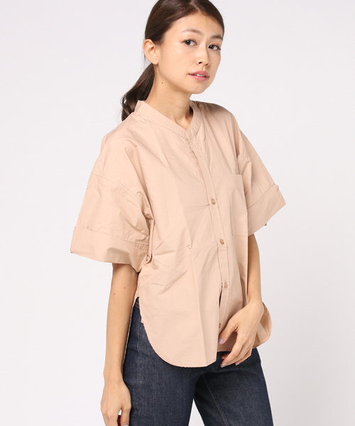 earth music&ecology（アースミュージックアンドエコロジー）の「・スタンドカラースキッパーシャツ（シャツ/ブラウス・レディース・カーキ/オフホワイト/ネイビー/ベージュ・FREE）」の2枚目の写真