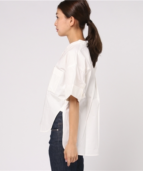 earth music&ecology（アースミュージックアンドエコロジー）の「・スタンドカラースキッパーシャツ（シャツ/ブラウス・レディース・カーキ/オフホワイト/ネイビー/ベージュ・FREE）」の9枚目の写真