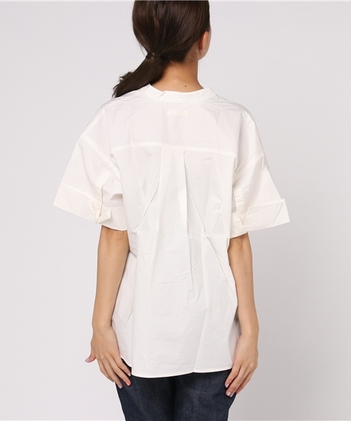 earth music&ecology（アースミュージックアンドエコロジー）の「・スタンドカラースキッパーシャツ（シャツ/ブラウス・レディース・カーキ/オフホワイト/ネイビー/ベージュ・FREE）」の10枚目の写真