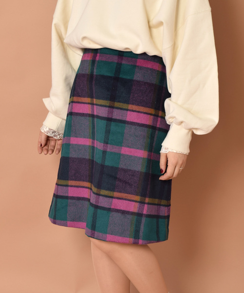 W Closet ダブルクローゼット の ウール混タータンチェックスカート スカート Wear