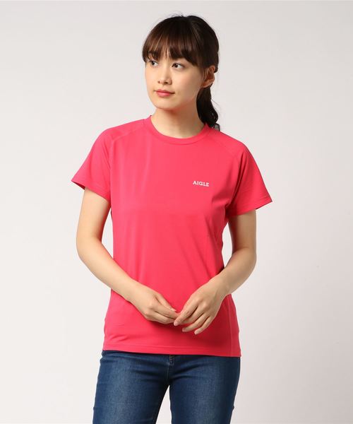 AIGLE(エーグル)の「吸水速乾W アクティブ Tシャツ(Tシャツ/カットソー・レディース・ヘザーグレー/マジェンタ・36/38/40)」の4枚目の写真