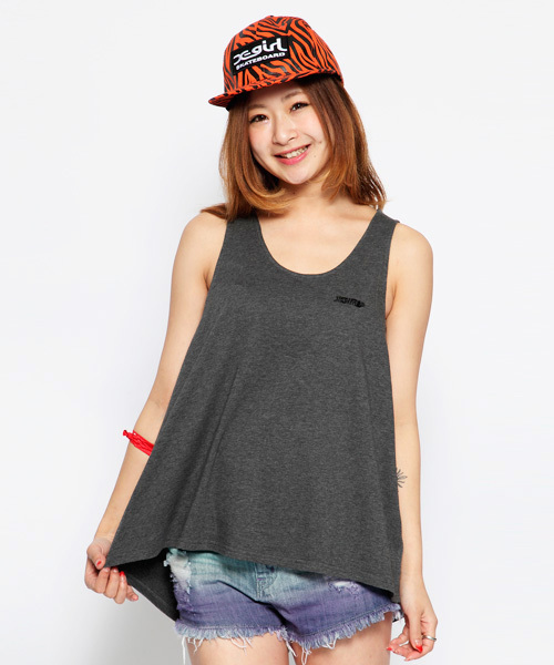 X-girl(エックスガール)の「BASIC BIG TANK TOP(タンクトップ・レディース・ホワイト/ブラック/チャコールグレー/ピンク・1/2)」の1枚目の写真