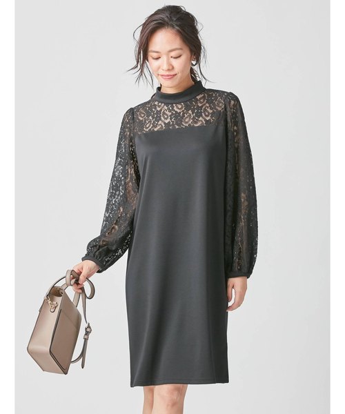 Fabia ファビア の ｆａｂｉａ ｗａｒｍ レース切替えジャージーワンピース ワンピース Wear