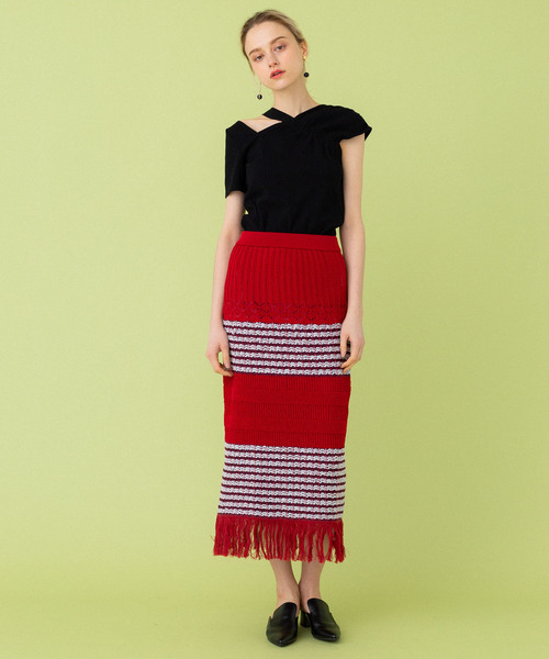 UNITED TOKYO（ユナイテッドトウキョウ）の「クロシェニットスカート（スカート・レディース・レッド/ブラック・1）」の21枚目の写真