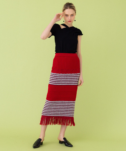 UNITED TOKYO（ユナイテッドトウキョウ）の「クロシェニットスカート（スカート・レディース・レッド/ブラック・1）」の16枚目の写真