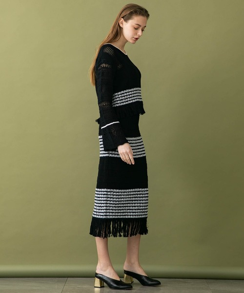 UNITED TOKYO（ユナイテッドトウキョウ）の「クロシェニットスカート（スカート・レディース・レッド/ブラック・1）」の9枚目の写真