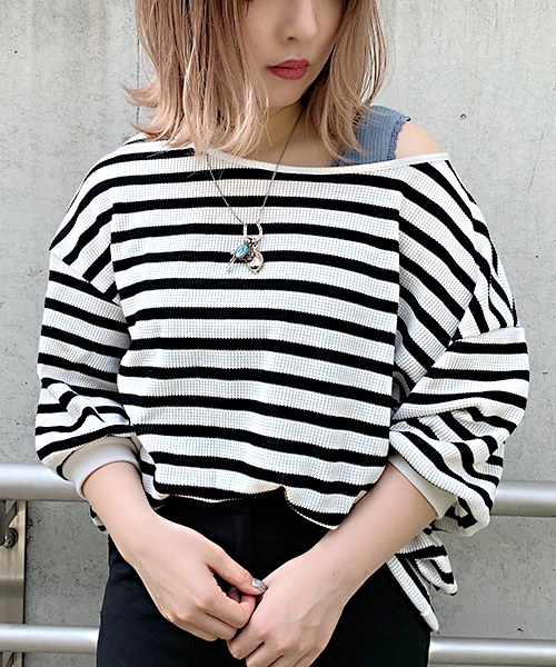 apres jour（アプレジュール）の「2WAYワッフル袖ボリュームトップス【ZOZOTOWN限定アイテム】（Tシャツ/カットソー・レディース・ブラック/ベージュ/オフホワイト/ブルー/ホワイト系その他/ピンク系その他/スモークピンク・フリー）」の12枚目の写真