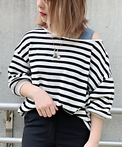 apres jour（アプレジュール）の「2WAYワッフル袖ボリュームトップス【ZOZOTOWN限定アイテム】（Tシャツ/カットソー・レディース・ブラック/ベージュ/オフホワイト/ブルー/ホワイト系その他/ピンク系その他/スモークピンク・フリー）」の13枚目の写真