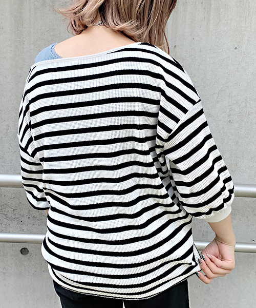 apres jour（アプレジュール）の「2WAYワッフル袖ボリュームトップス【ZOZOTOWN限定アイテム】（Tシャツ/カットソー・レディース・ブラック/ベージュ/オフホワイト/ブルー/ホワイト系その他/ピンク系その他/スモークピンク・フリー）」の16枚目の写真