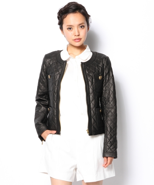 グレースコンチネンタルノーカラーレザーキルティングブルゾン GRACE CONTINENTAL（グレースコンチネンタル）の「レザー