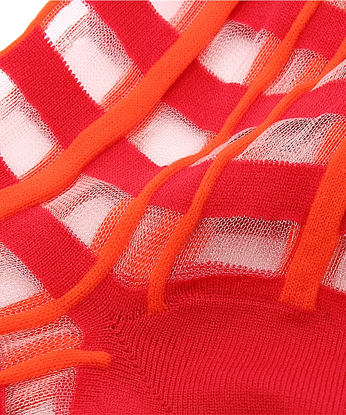 Ray BEAMS（レイビームス）の「Ray BEAMS / シースルーチェックソックス（ソックス/靴下・レディース・ブラック/レッド/ブルー・ONE SIZE）」の4枚目の写真