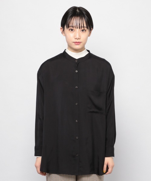 PAGEBOY（ページボーイ）の「バンドカラールーズシャツ（シャツ/ブラウス・レディース・ブラック/オフホワイト/ライトグリーン・FREE）」の7枚目の写真