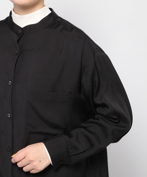 PAGEBOY（ページボーイ）の「バンドカラールーズシャツ（シャツ/ブラウス・レディース・ブラック/オフホワイト/ライトグリーン・FREE）」の12枚目の写真