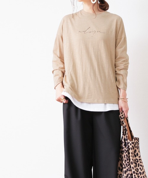 reca（レカ）の「ロゴTシャツ（Tシャツ/カットソー・レディース・オフホワイト/ブラック/ベージュ/カーキ・FREE）」の3枚目の写真