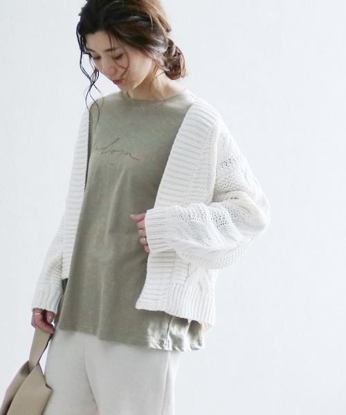 reca（レカ）の「ロゴTシャツ（Tシャツ/カットソー・レディース・オフホワイト/ブラック/ベージュ/カーキ・FREE）」の14枚目の写真