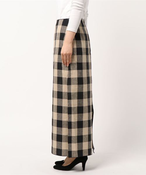 mizuiroind（ミズイロインド）の「ブロックチェックスカート（スカート・レディース・ホワイト/ベージュ・XS/2）」の3枚目の写真