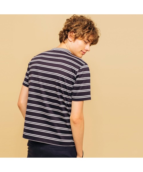 AIGLE(エーグル)の「吸水速乾 エーグル ダブルストライプTシャツ(Tシャツ/カットソー・メンズ・ホワイト/エメラルド/ダークネイビー・LL/S/M/L)」の4枚目の写真