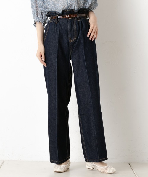 one after another NICE CLAUP(ワンアフターアナザーナイスクラップ)の「センタープレスデニムパンツ(デニムパンツ・レディース・ネイビー/ブラウン/アイボリー/ケミカルウォッシュ・SMALL/MEDIUM)」の3枚目の写真