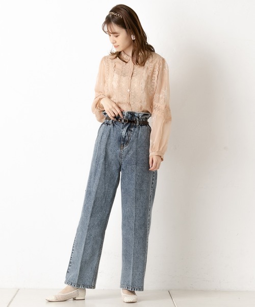 one after another NICE CLAUP(ワンアフターアナザーナイスクラップ)の「センタープレスデニムパンツ(デニムパンツ・レディース・ネイビー/ブラウン/アイボリー/ケミカルウォッシュ・SMALL/MEDIUM)」の5枚目の写真