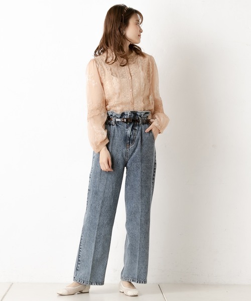 one after another NICE CLAUP(ワンアフターアナザーナイスクラップ)の「センタープレスデニムパンツ(デニムパンツ・レディース・ネイビー/ブラウン/アイボリー/ケミカルウォッシュ・SMALL/MEDIUM)」の6枚目の写真