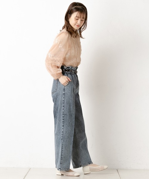 one after another NICE CLAUP(ワンアフターアナザーナイスクラップ)の「センタープレスデニムパンツ(デニムパンツ・レディース・ネイビー/ブラウン/アイボリー/ケミカルウォッシュ・SMALL/MEDIUM)」の7枚目の写真