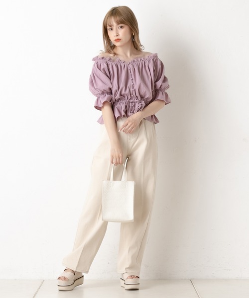 one after another NICE CLAUP(ワンアフターアナザーナイスクラップ)の「センタープレスデニムパンツ(デニムパンツ・レディース・ネイビー/ブラウン/アイボリー/ケミカルウォッシュ・SMALL/MEDIUM)」の11枚目の写真