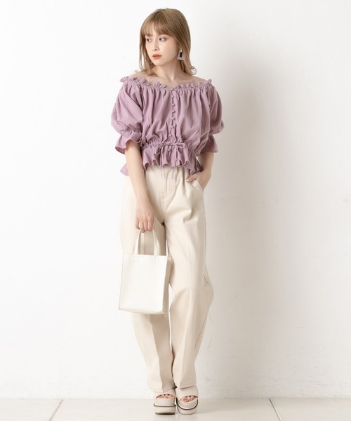 one after another NICE CLAUP(ワンアフターアナザーナイスクラップ)の「センタープレスデニムパンツ(デニムパンツ・レディース・ネイビー/ブラウン/アイボリー/ケミカルウォッシュ・SMALL/MEDIUM)」の12枚目の写真