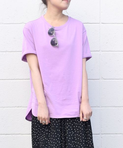 SHIPS any(シップス エニィ)の「SHIPS any:ラウンドヘムハーフスリーブTEE◇(Tシャツ/カットソー・レディース・ホワイト/ブラック/パープル・ONE SIZE)」の3枚目の写真