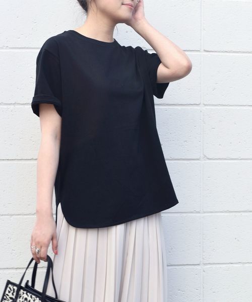 SHIPS any(シップス エニィ)の「SHIPS any:ラウンドヘムハーフスリーブTEE◇(Tシャツ/カットソー・レディース・ホワイト/ブラック/パープル・ONE SIZE)」の7枚目の写真