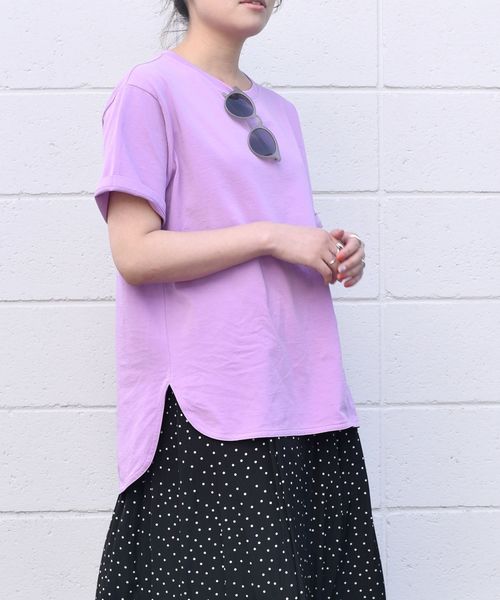 SHIPS any(シップス エニィ)の「SHIPS any:ラウンドヘムハーフスリーブTEE◇(Tシャツ/カットソー・レディース・ホワイト/ブラック/パープル・ONE SIZE)」の12枚目の写真