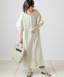natural couture | 【WEB限定カラー有り】ラフィアバックル大人リネンワンピース(ワンピース)