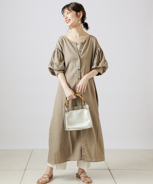 natural couture(ナチュラルクチュール)の「【WEB限定カラー有り】ラフィアバックル大人リネンワンピース(ワンピース・レディース・ブラック/ベージュ/オレンジ/アイボリー・FREE)」の22枚目の写真