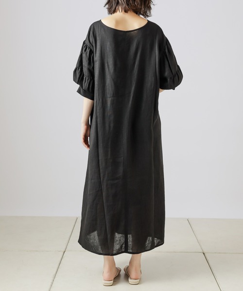 natural couture(ナチュラルクチュール)の「【WEB限定カラー有り】ラフィアバックル大人リネンワンピース(ワンピース・レディース・ブラック/ベージュ/オレンジ/アイボリー・FREE)」の14枚目の写真