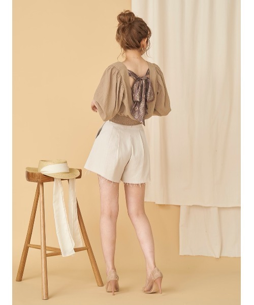 Darich（ダーリッチ）の「カットオフリネンショートパンツ（その他パンツ・レディース・ピンク/アイボリー・S/M）」の12枚目の写真