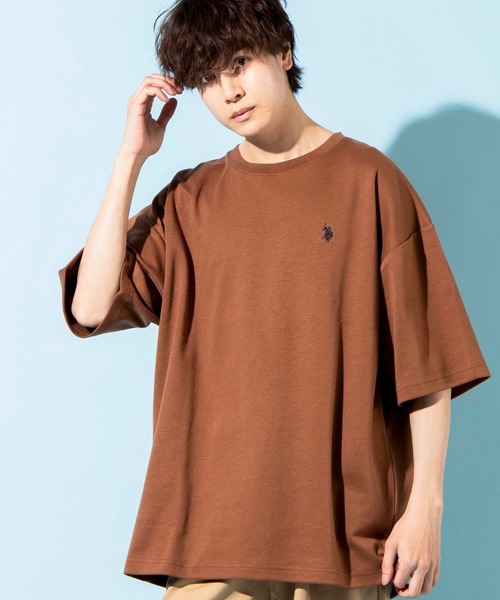 U.S. POLO ASSN.(ユーエスポロアッスン)の「∴WEGO/U.S. POLO ASSN. 別注ビッグTシャツ(Tシャツ/カットソー・メンズ・ダークグリーン/ブラウン/オフホワイト・MEDIUM/LARGE)」の1枚目の写真